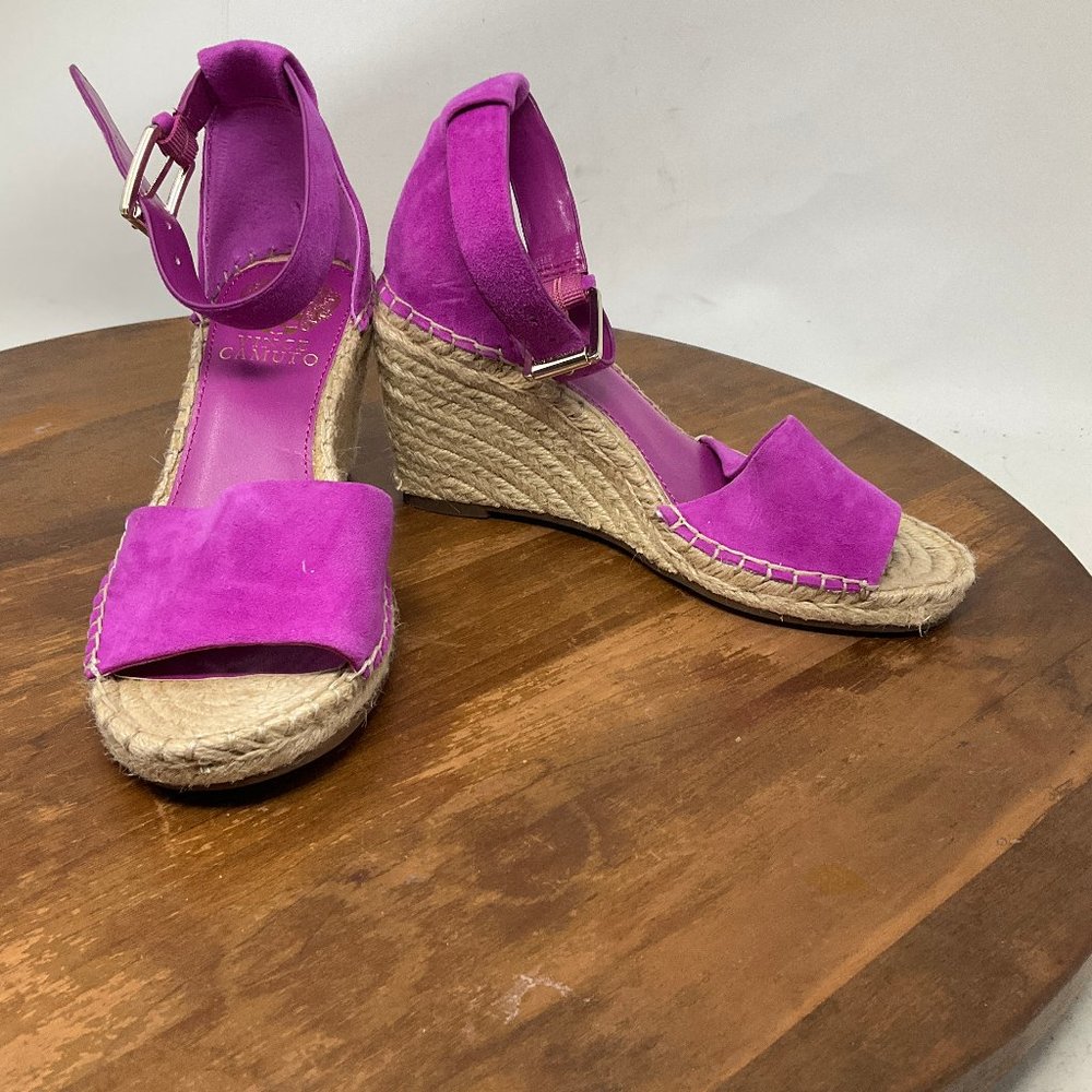 Vince Camuto Leera Women's Pink Ankle Strap Espadrille Wedge Sandal Size 5.5